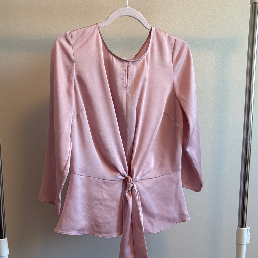 Elegant Pink Tie-Front Blouse